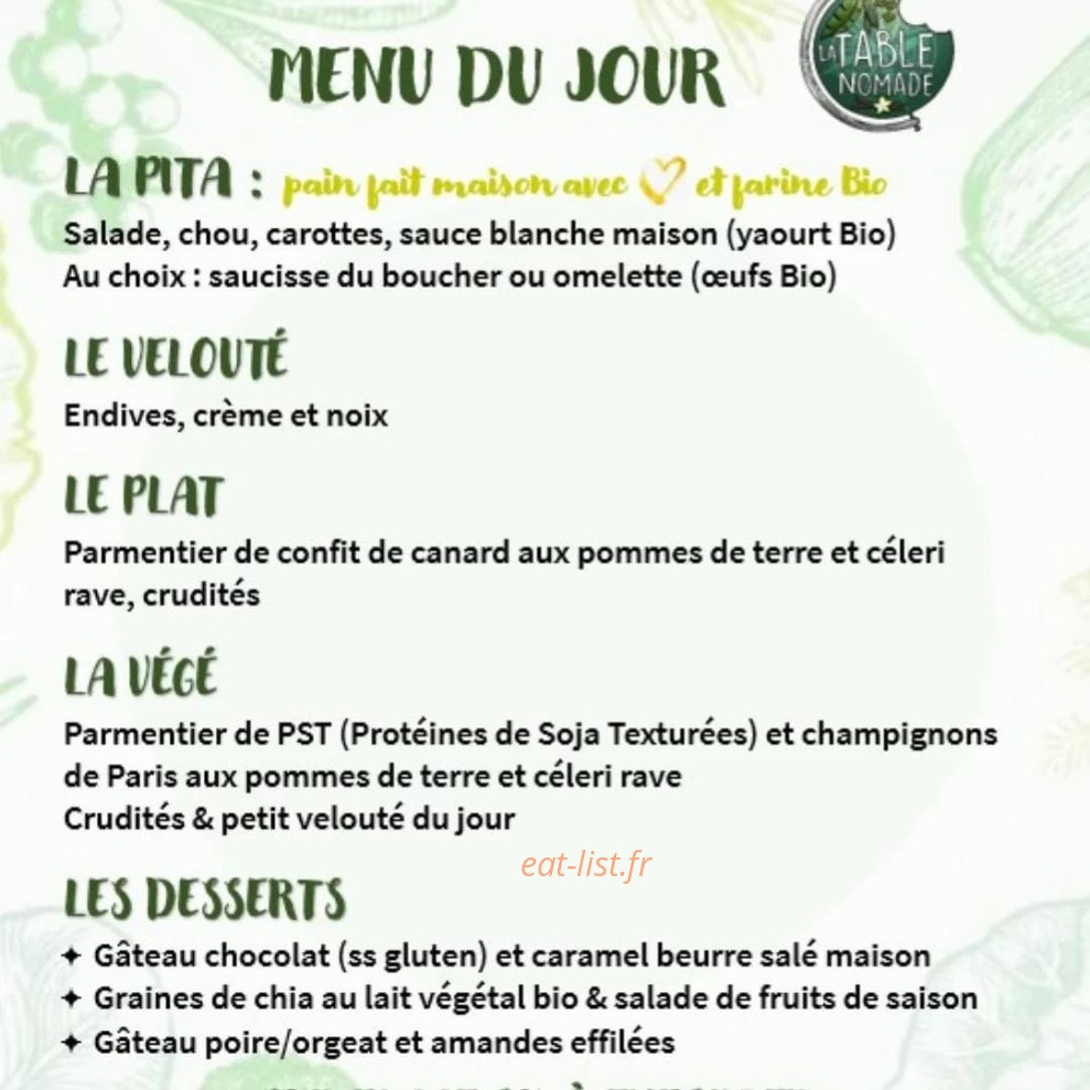La Table Nomade — carte page 1