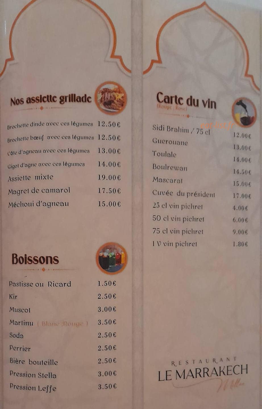 Le Marrakech — carte page 2