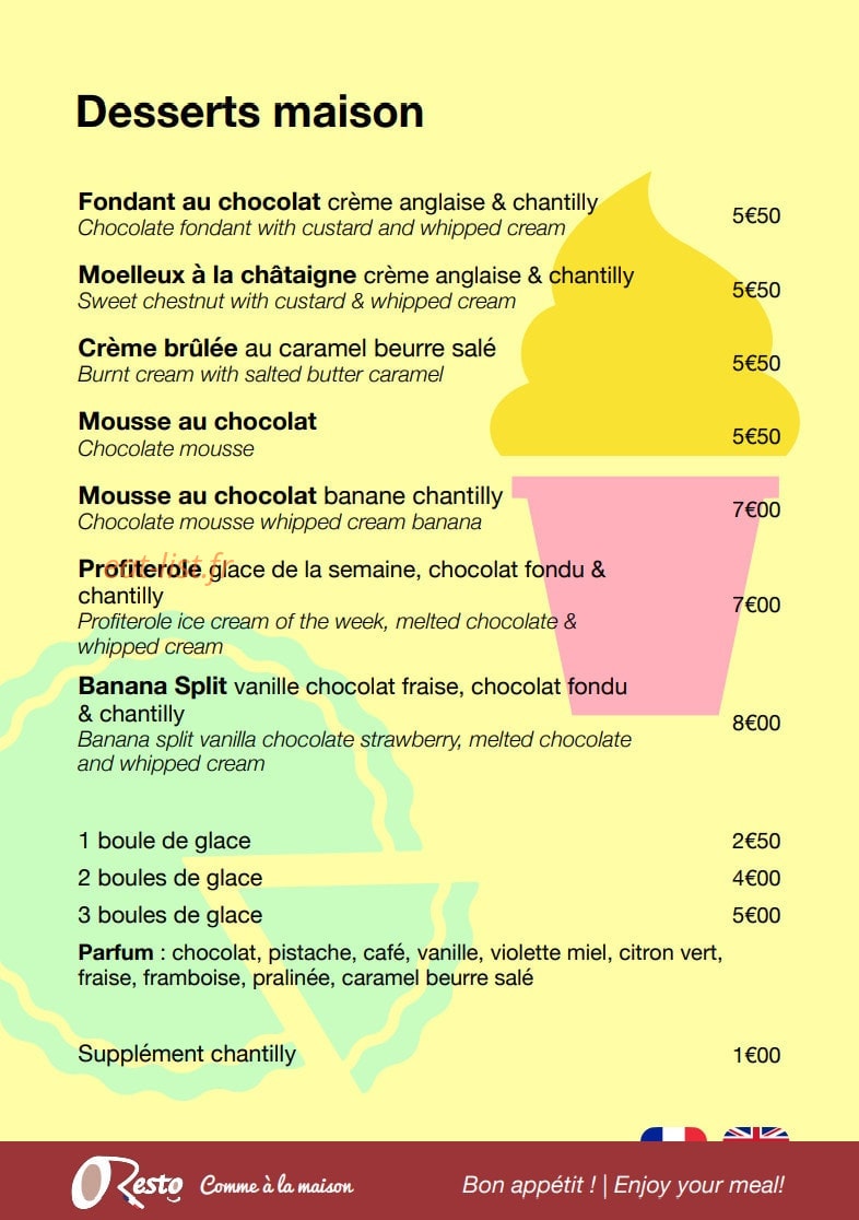 OResto Comme à la Maison — carte page 4