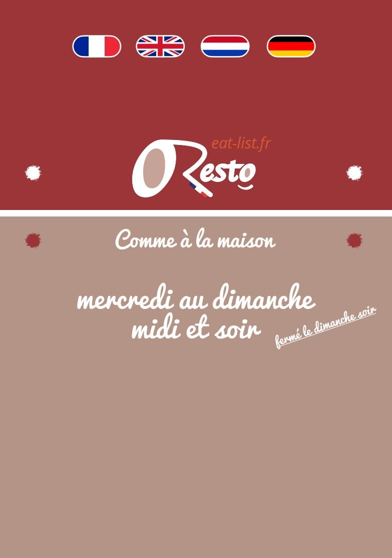 OResto Comme à la Maison — carte page 1