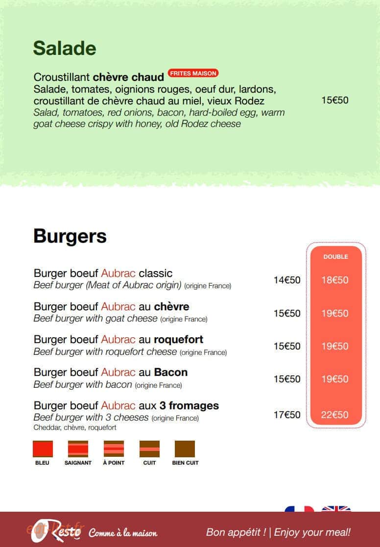 OResto Comme à la Maison — carte page 3