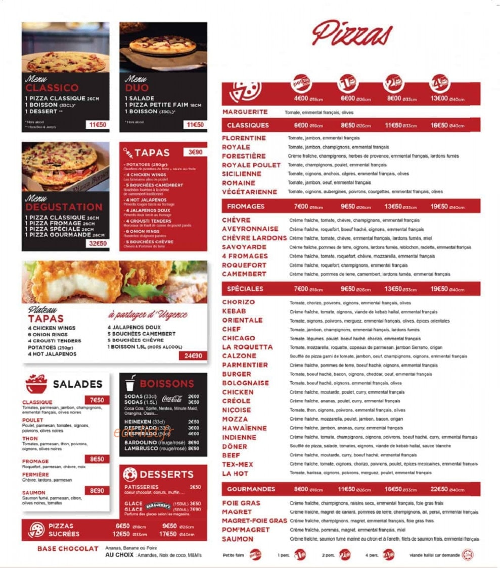 pizza bonici millau - bonici millau menu