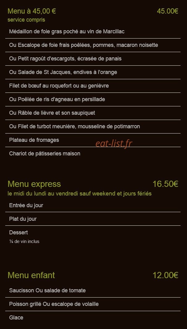 Restaurant Capion — carte page 2