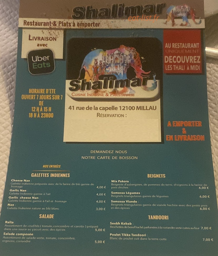 Shalimar — carte page 1