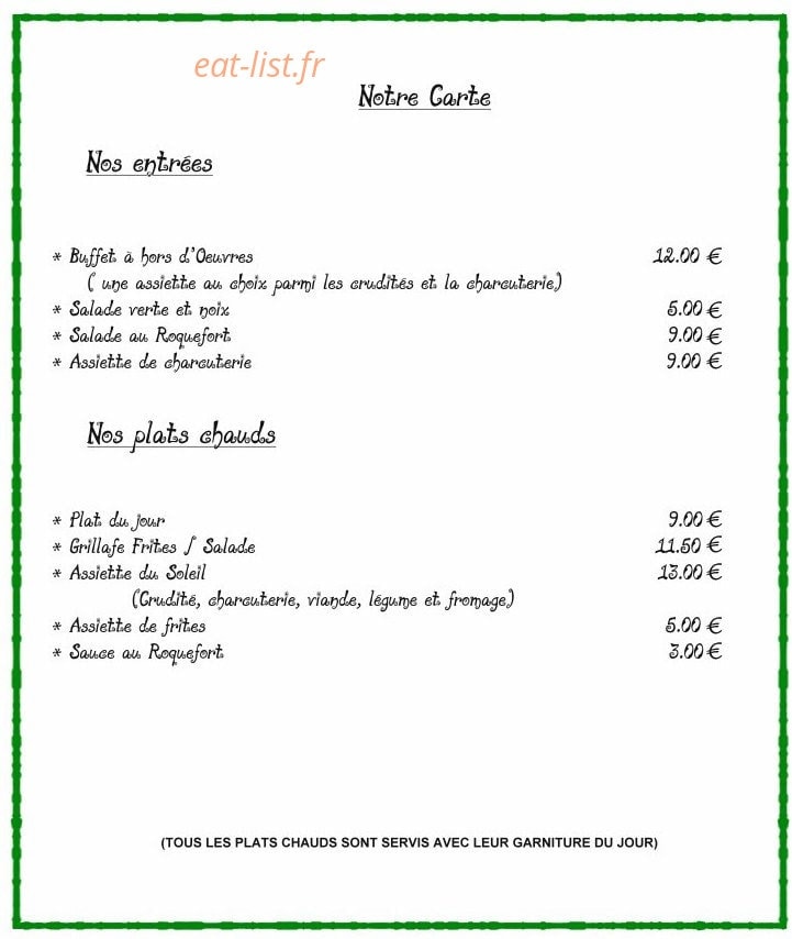 Le Soleil du Parc — carte page 6