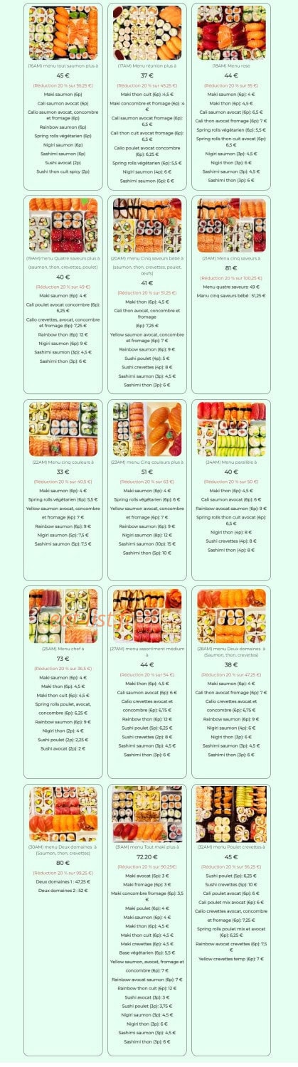 Carte et menu de Sushi vietasia à Saint Georges de Luzencon — Assortiment de saveurs suite