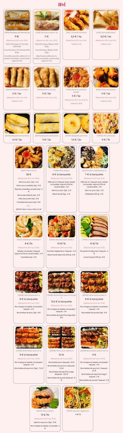 Carte et menu de Sushi vietasia à Saint Georges de Luzencon — Wok