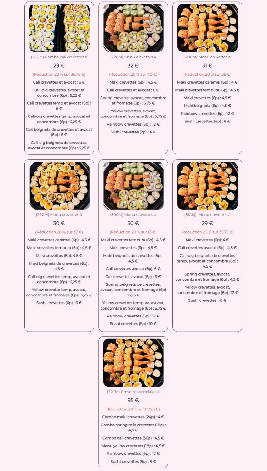 Carte et menu de Sushi vietasia à Saint Georges de Luzencon — Crevette suite