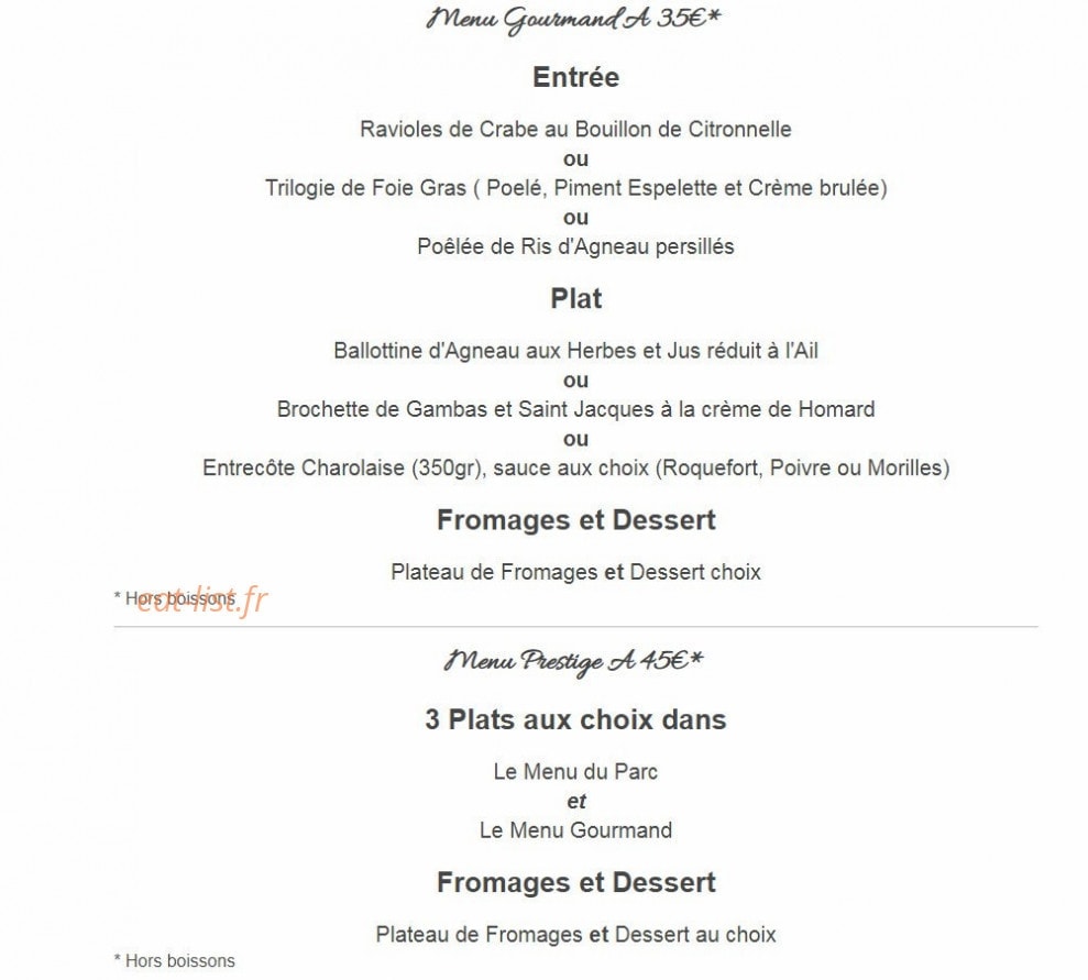 Hotel du Parc — carte page 2