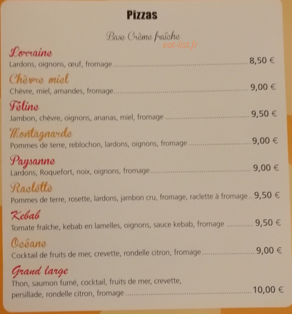 Pizzéria de Cassagnes — carte page 2