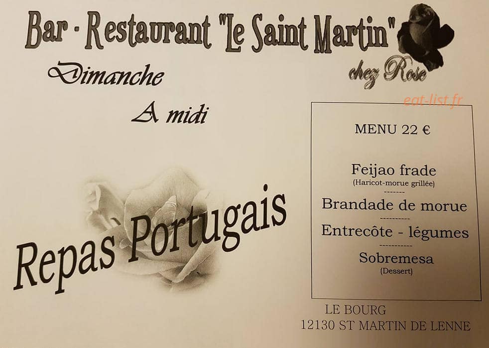 Restaurant chez Rose — carte page 1