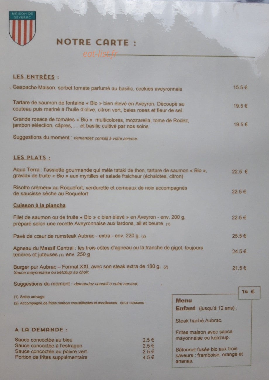 Maison de Sévérac — carte page 1
