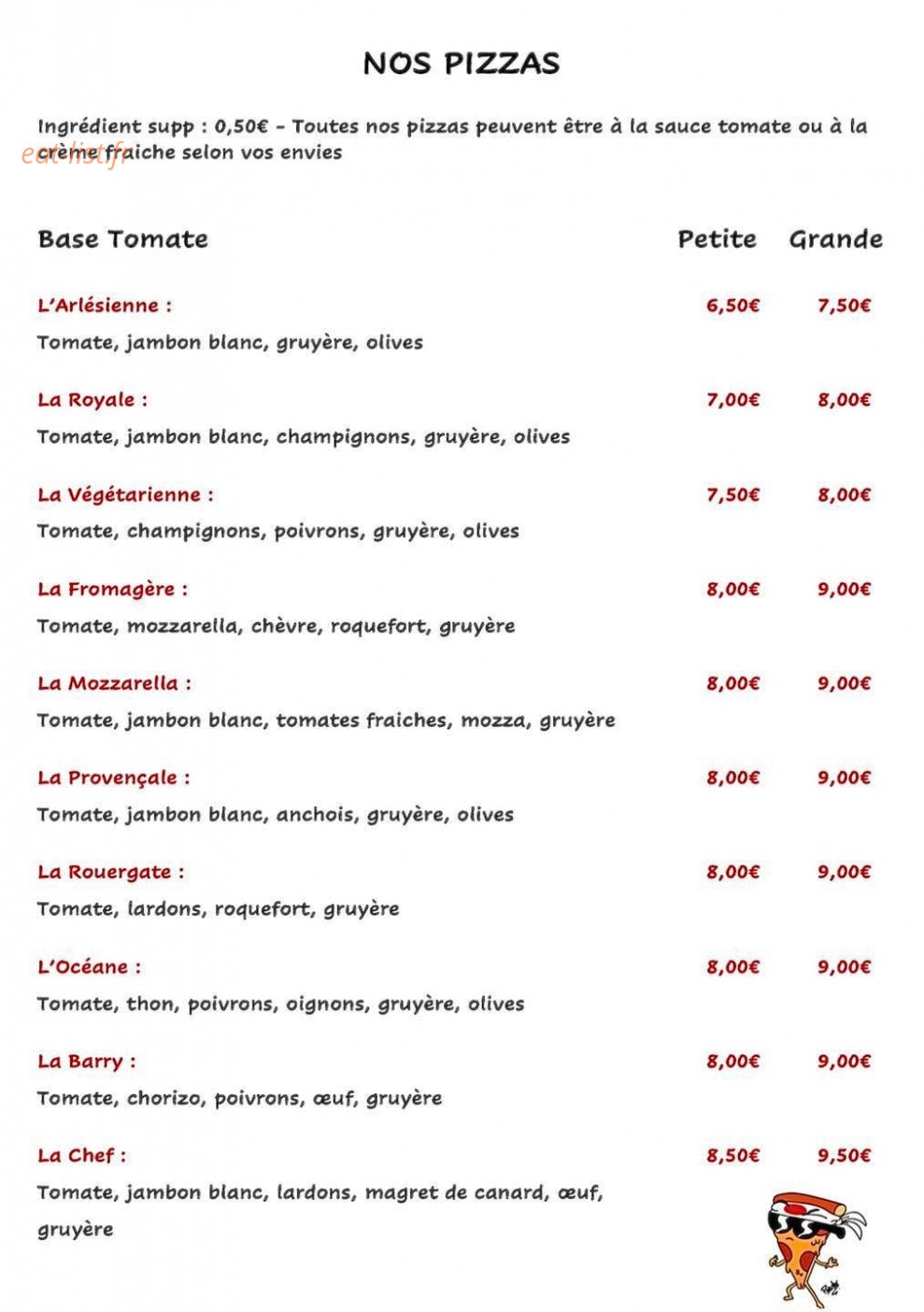Pizzeria P'tit Creux — carte page 5