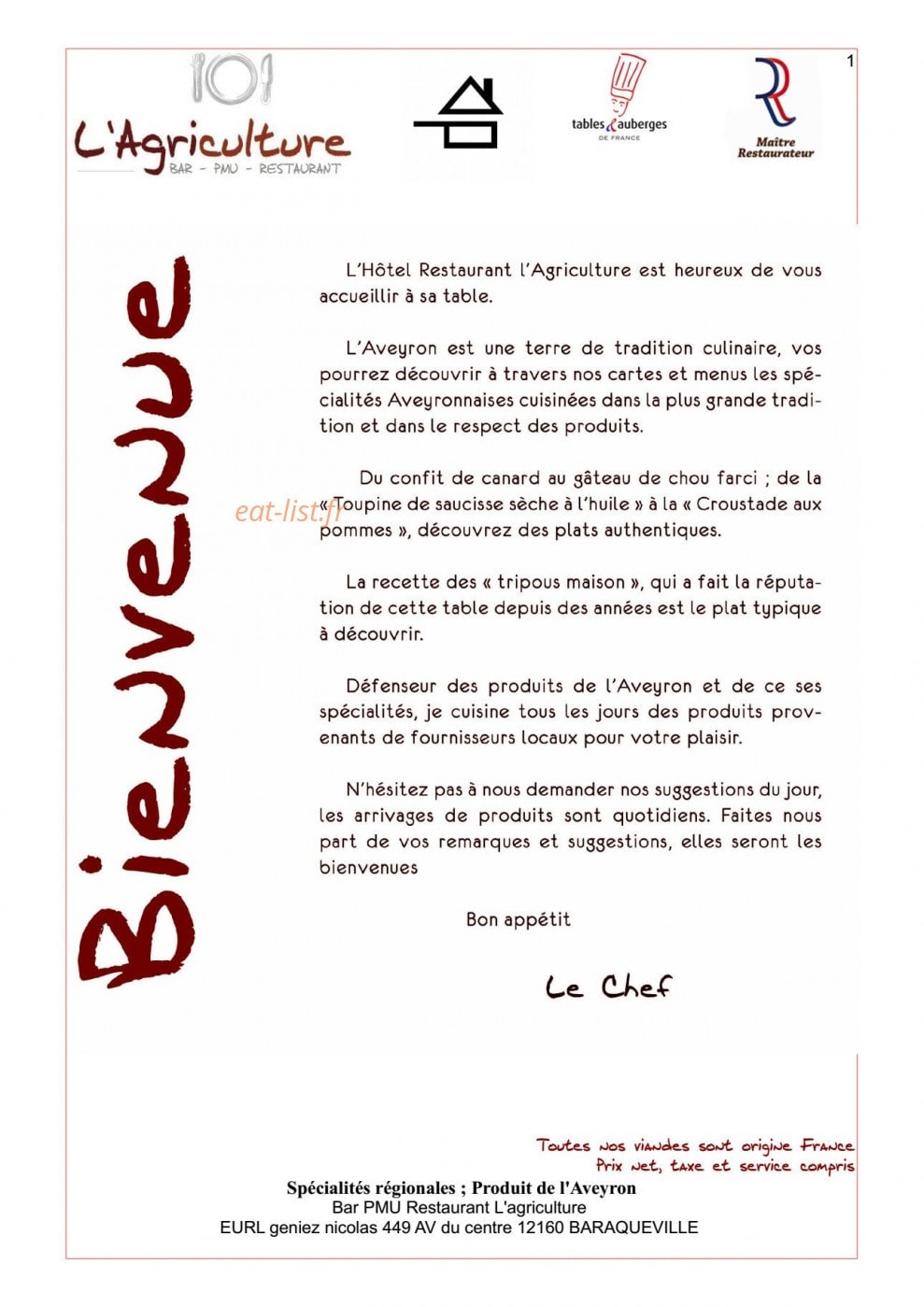 L'agriculture — carte page 1