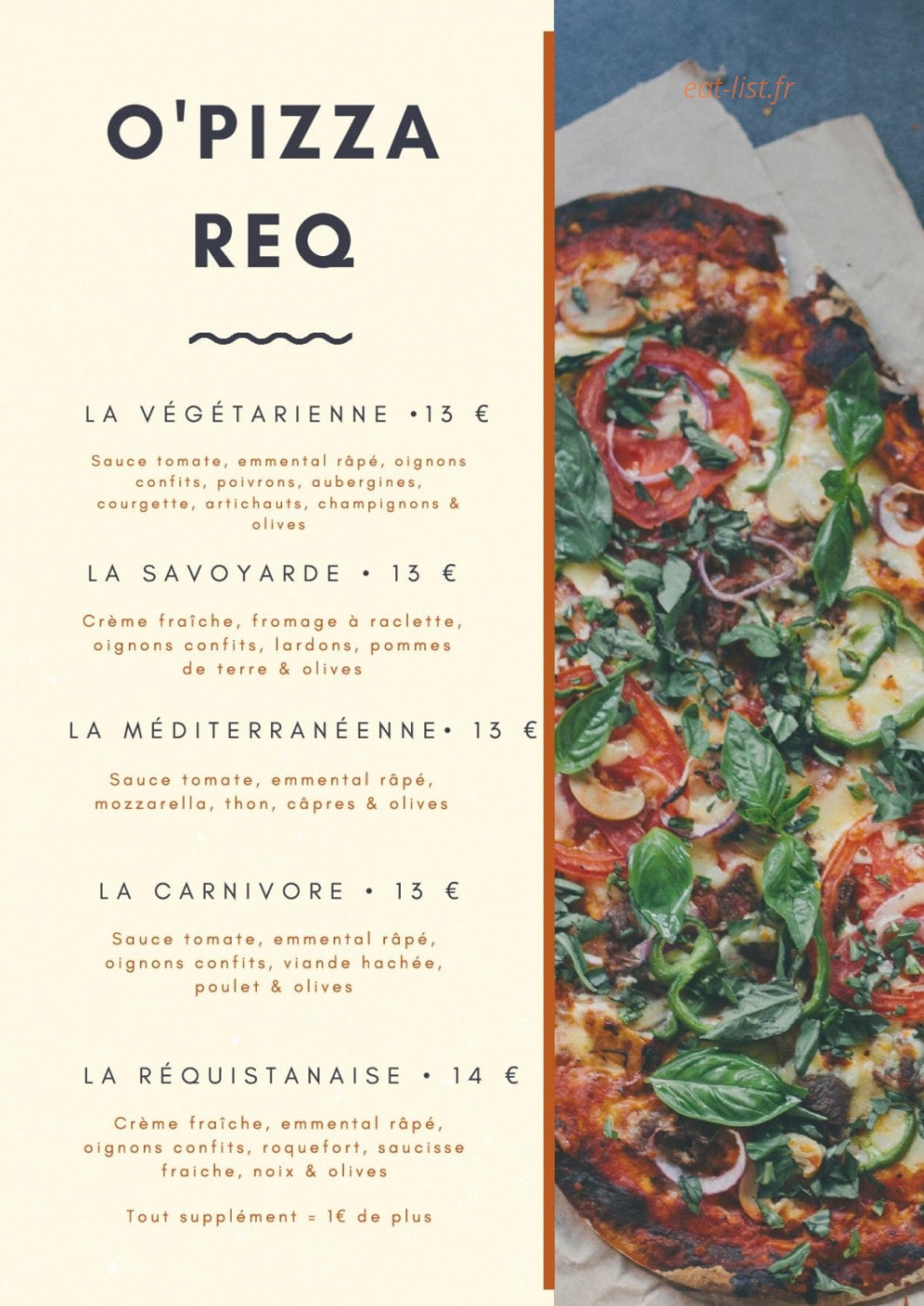 O'pizza req — carte page 1