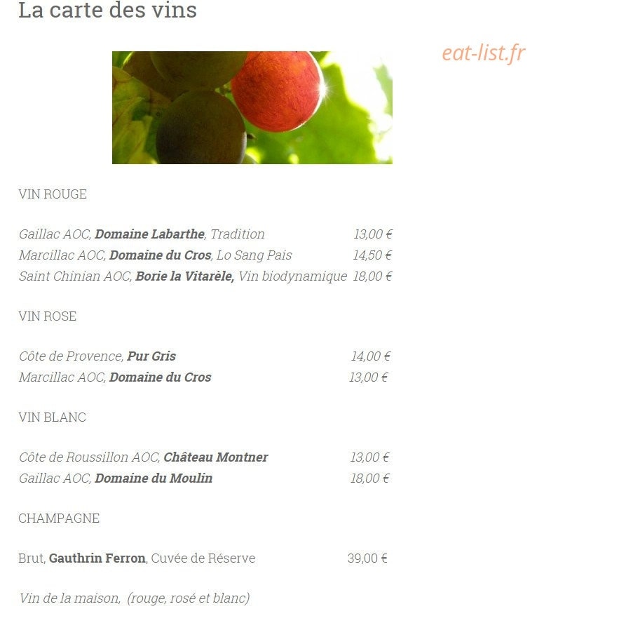 Le Petit Couvert — carte page 2