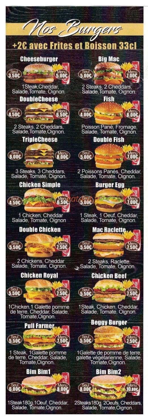 Carte et menu de Amaya's Burger & Tacos à Villefranche de Rouergue — Les burgers