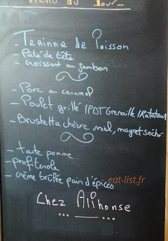 Chez Alphonse — carte page 1