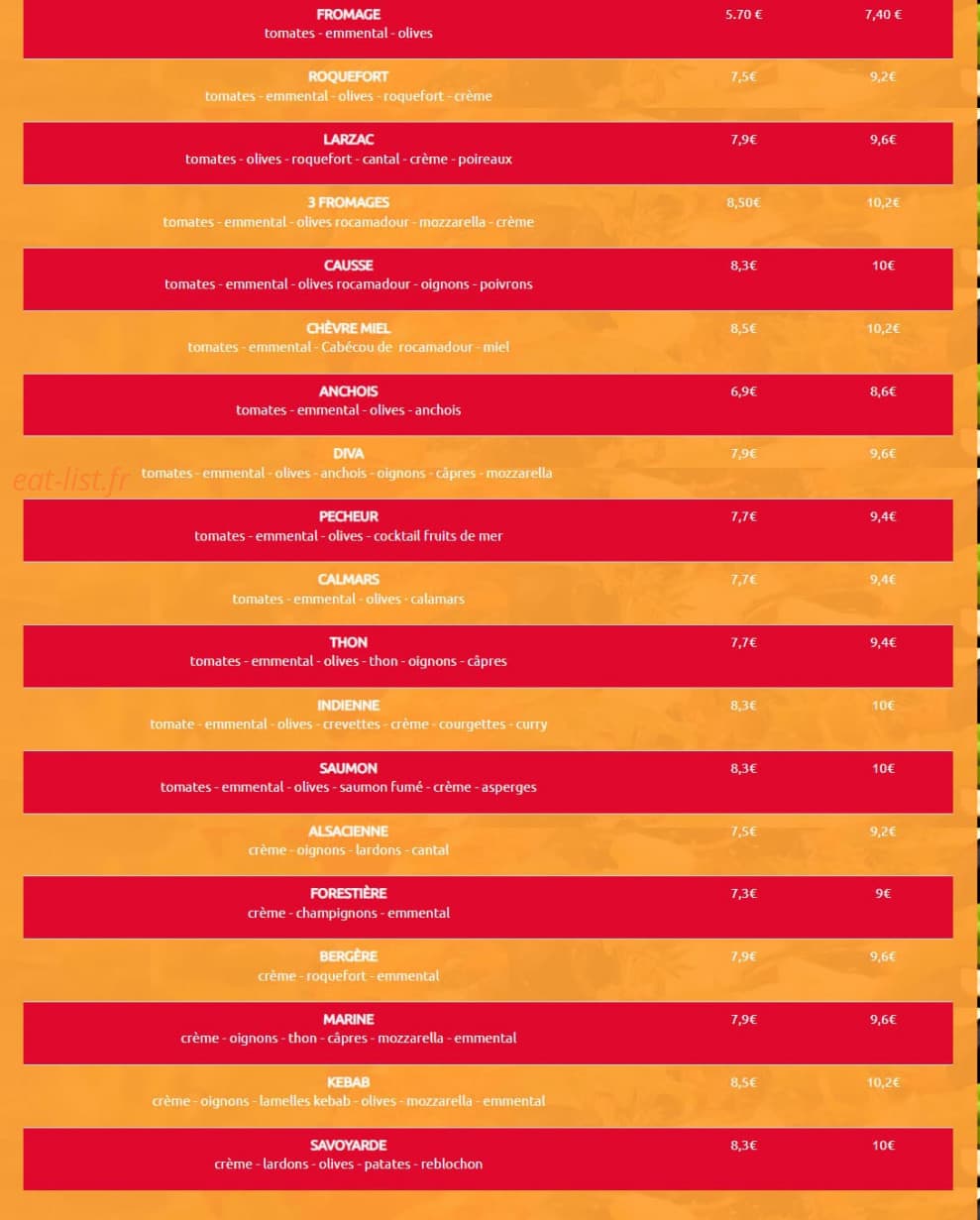 Pizza Vival — carte page 2