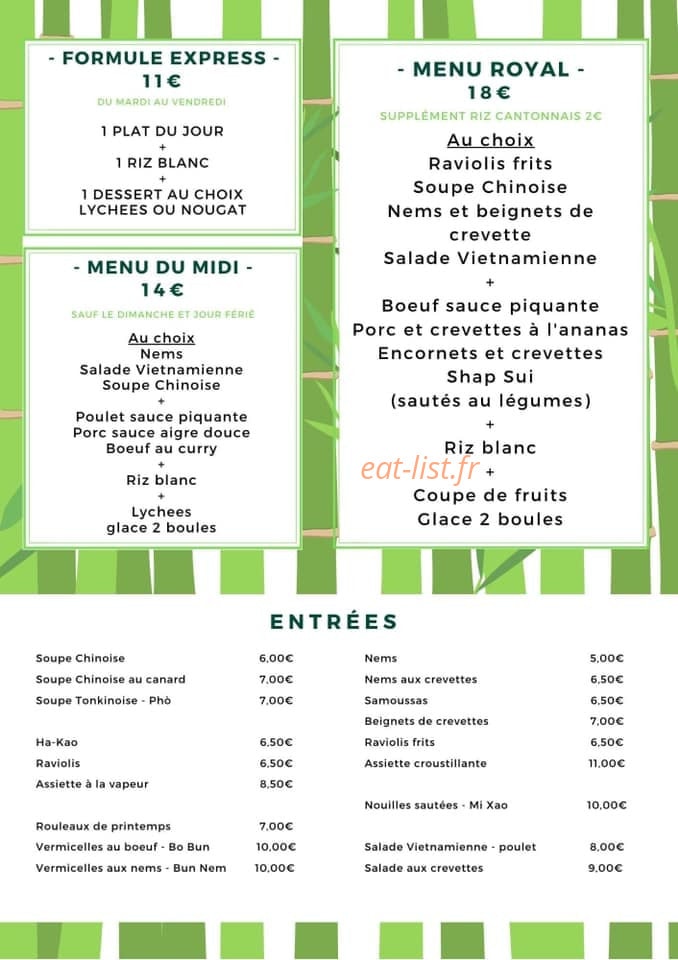 Restaurant Royal Saïgon — carte page 1
