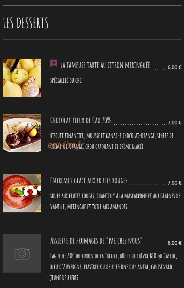 L'auberge du taureau — carte page 2