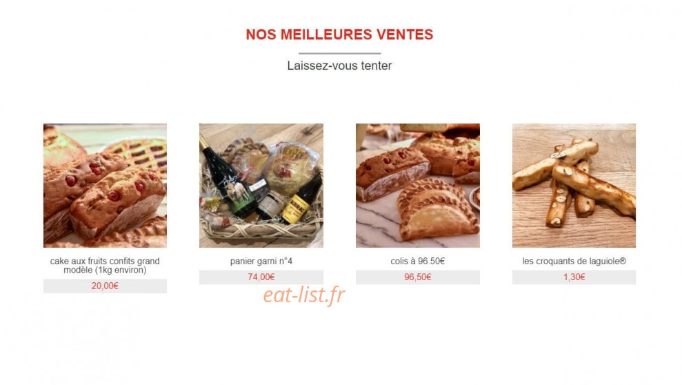 Carte et menu de La Fouace de Laguiole  Maison Roux à Laguiole — Les meilleures ventes