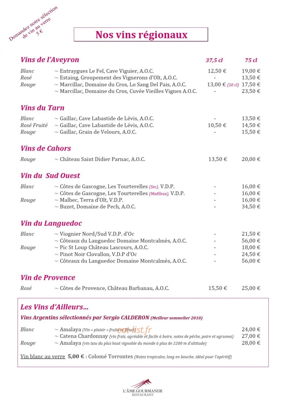 Le Relais de Laguiole — carte page 4