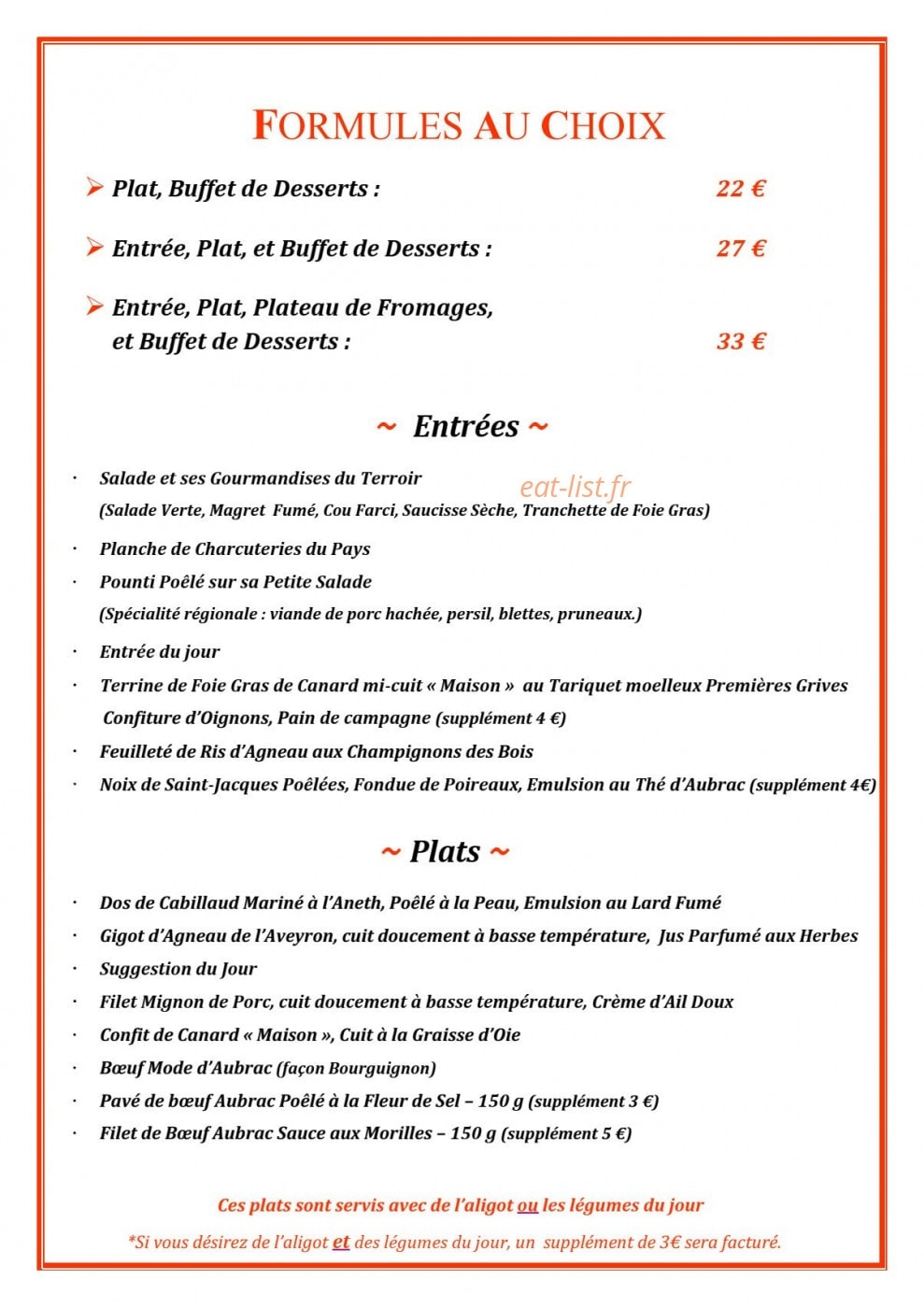 Le Relais de Laguiole — carte page 7