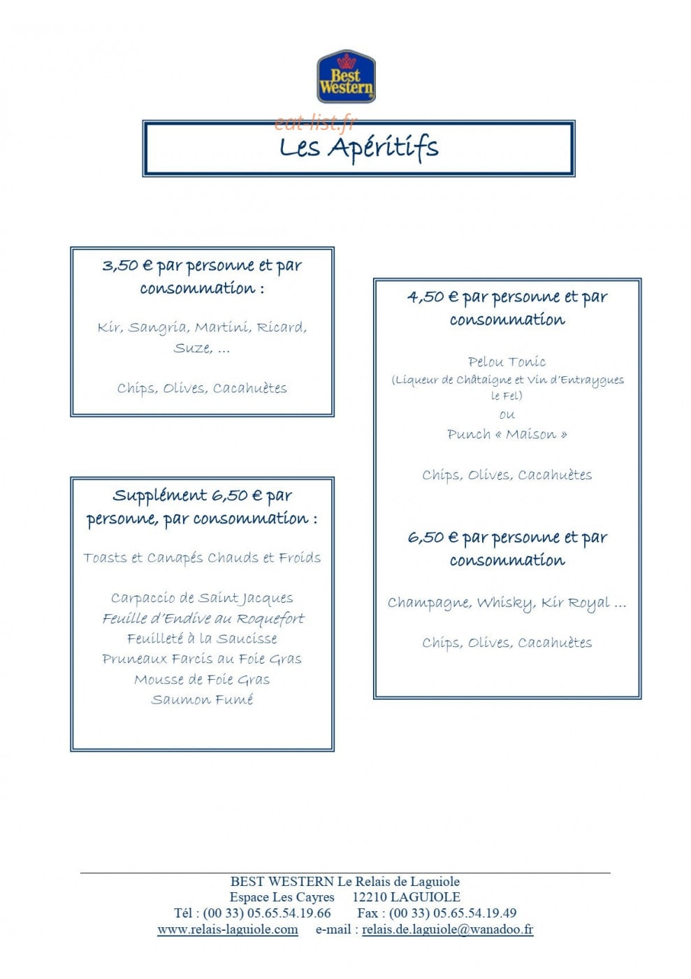 Le Relais de Laguiole — carte page 6
