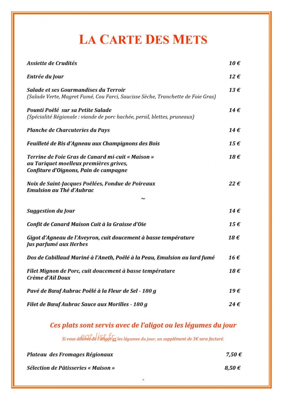 Le Relais de Laguiole — carte page 2
