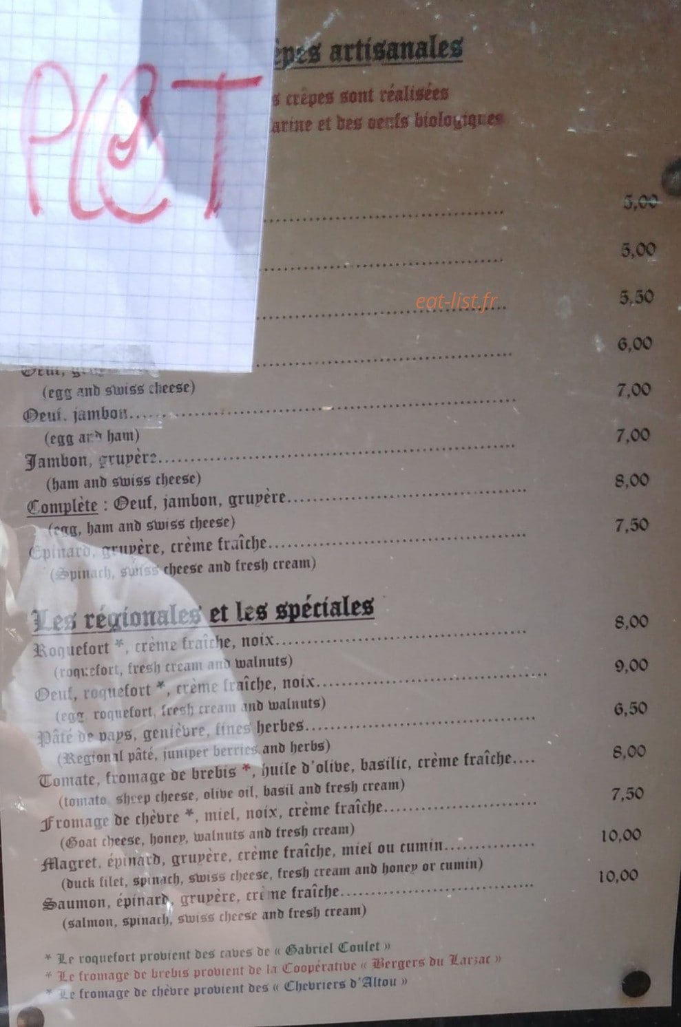 Montes Café — carte page 2
