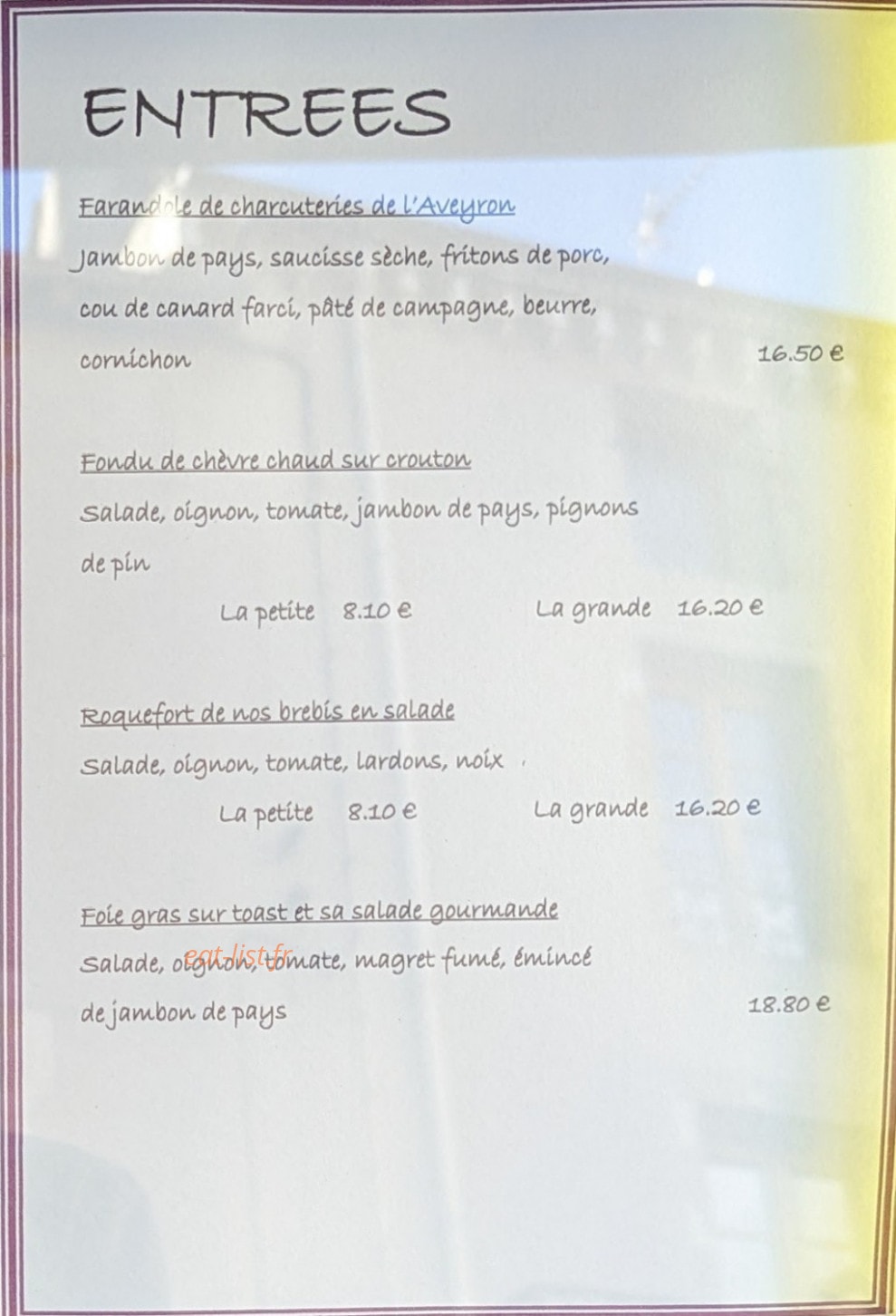 Le Calycian — carte page 2