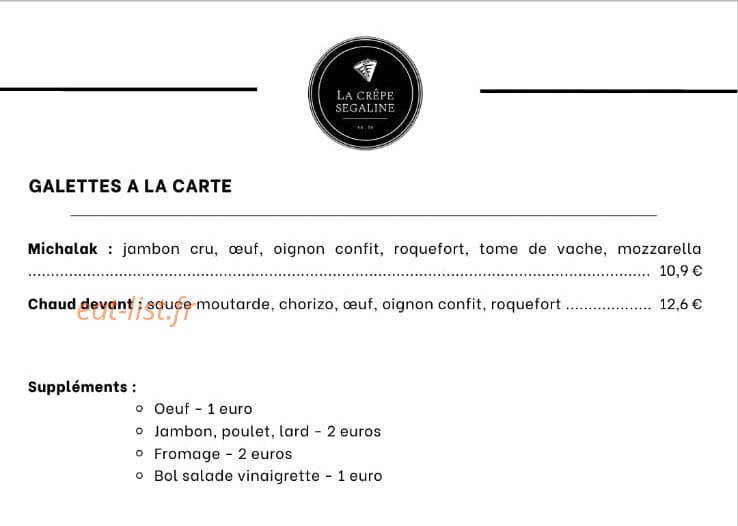 La Crêpe Ségaline — carte page 2