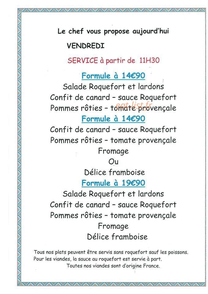 La Cave des Saveurs — carte page 1