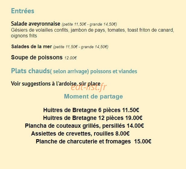 L'estaminet — carte page 1