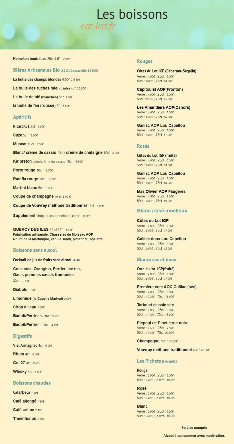 L'estaminet — carte page 4