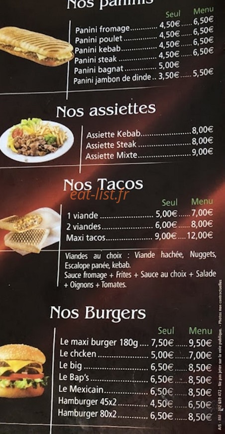 Ait sandwicherie — carte page 2