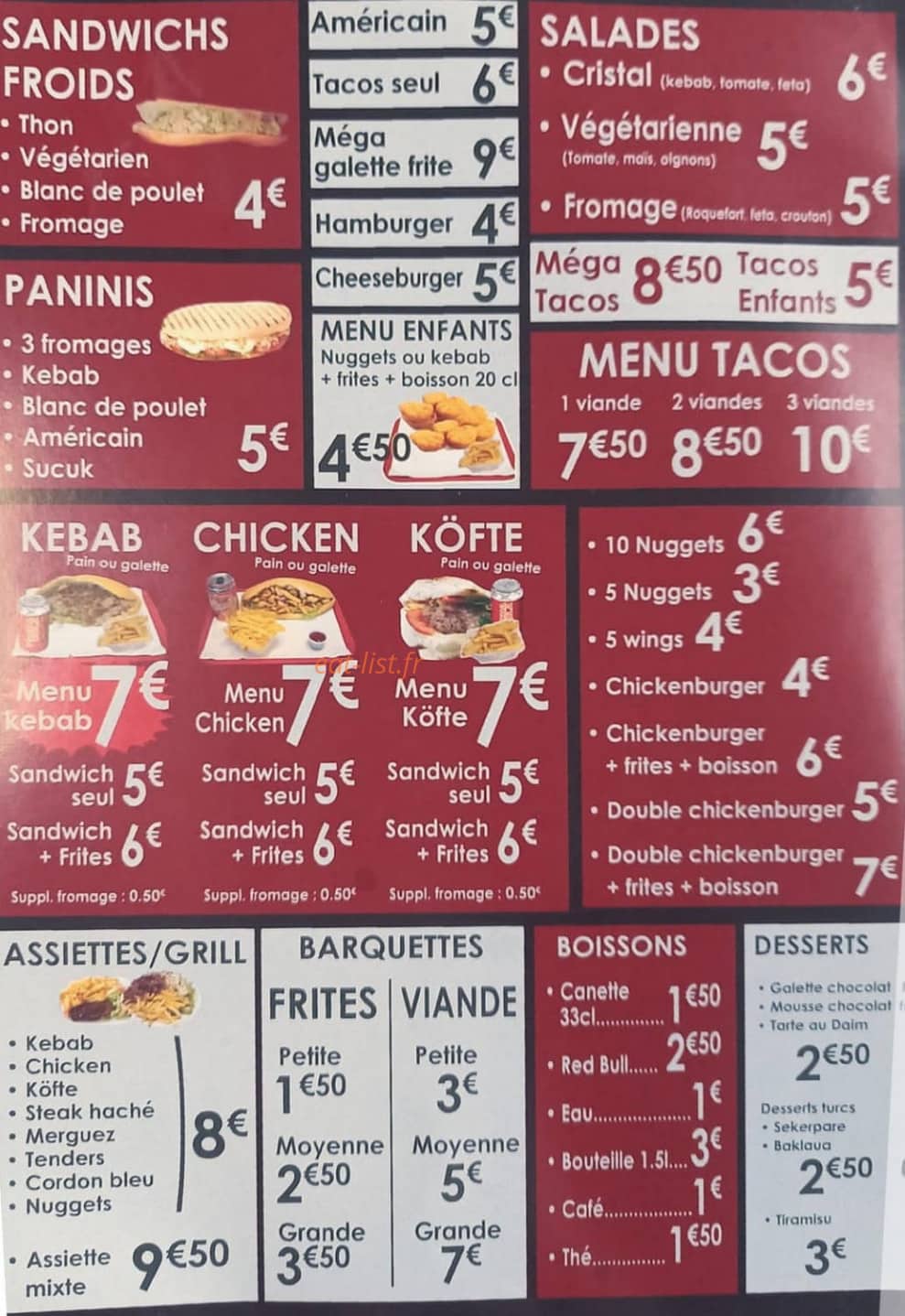 Cristal Kebab — carte page 1