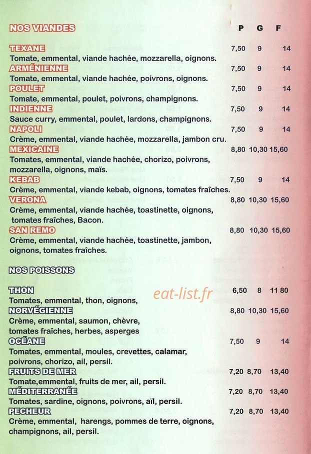 Pronto pizza — carte page 2