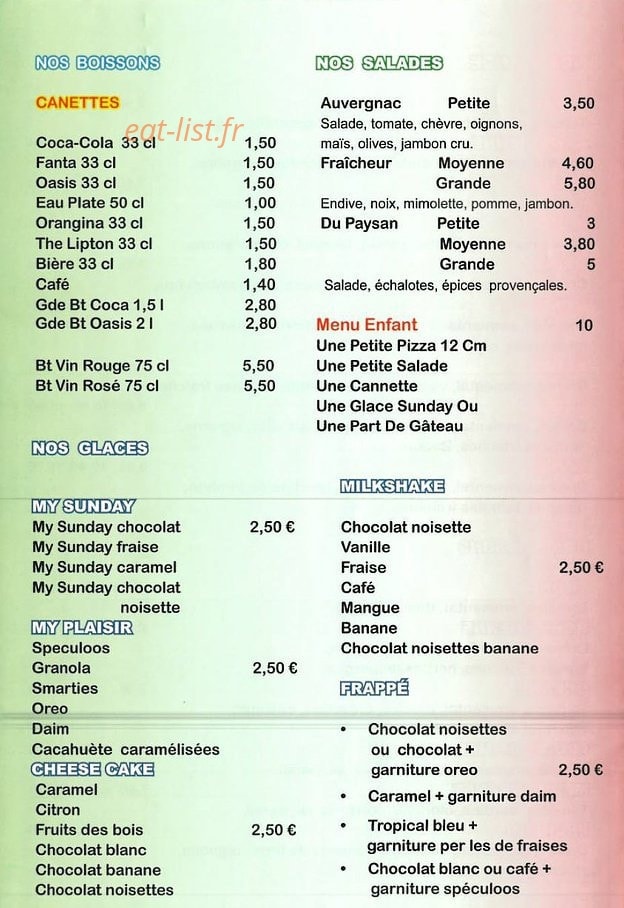 Pronto pizza — carte page 5