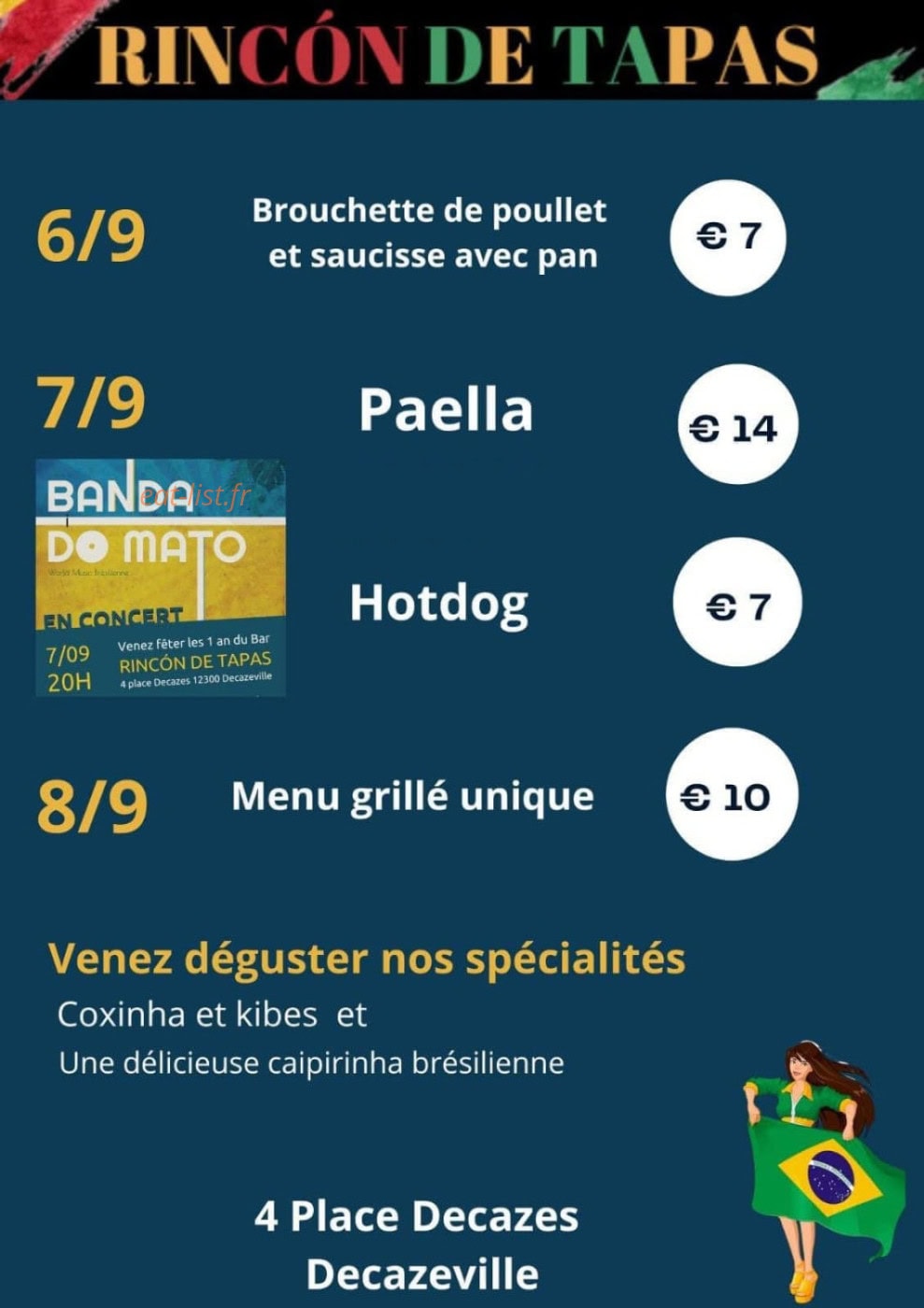 Rincon de Tapas — carte page 1