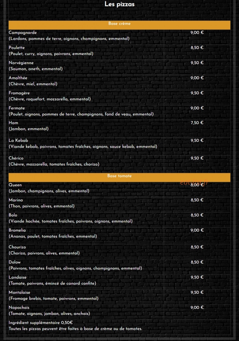 Bistrot du Pont — carte page 1