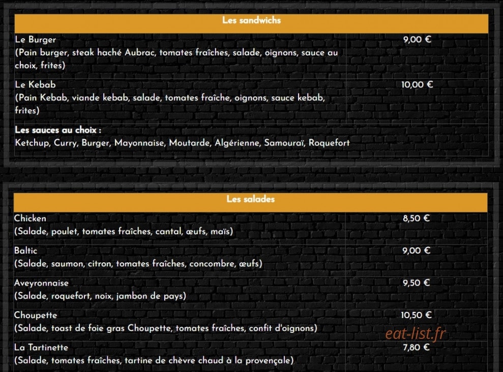 Bistrot du Pont — carte page 2