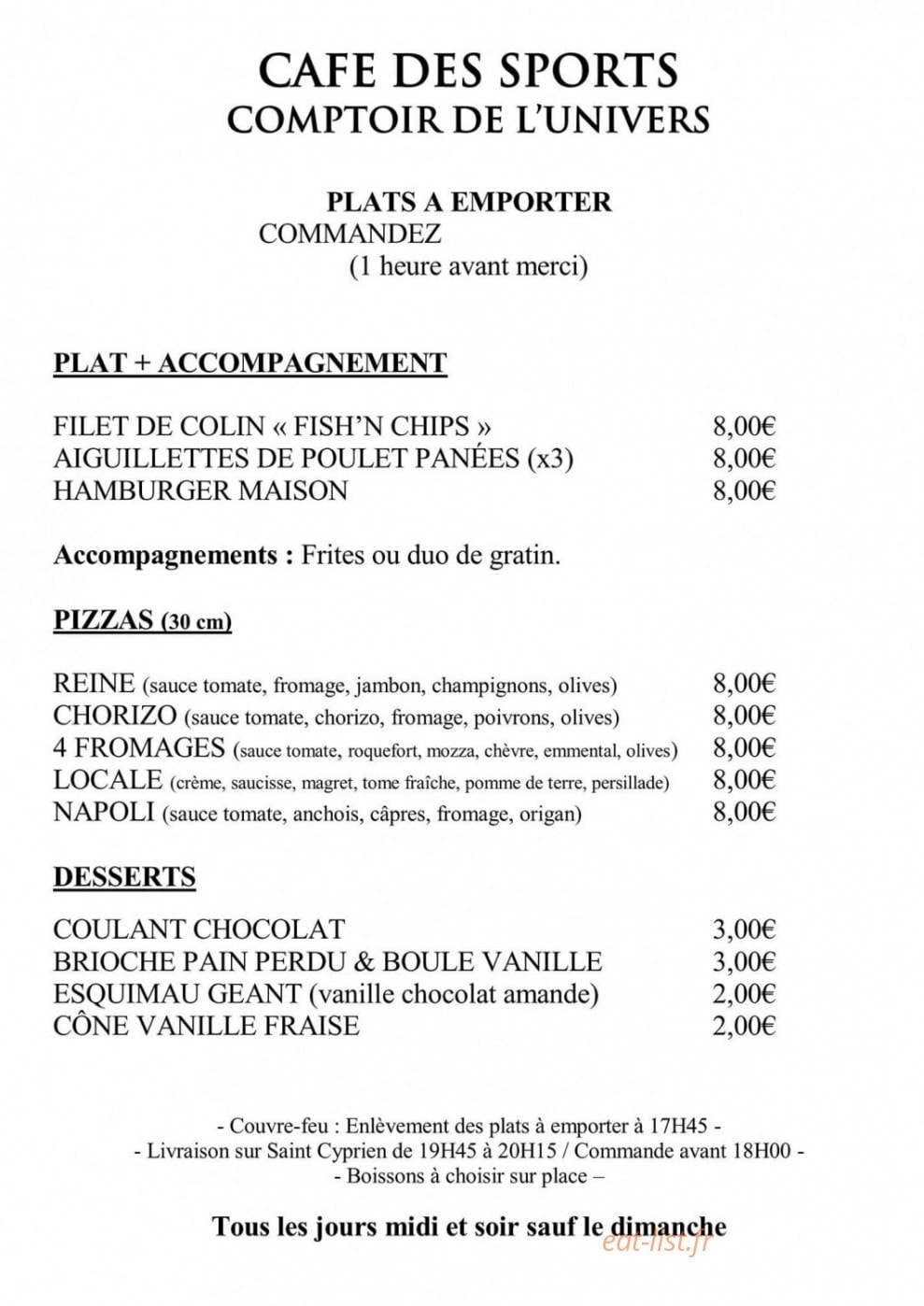 Café des sports — carte page 1