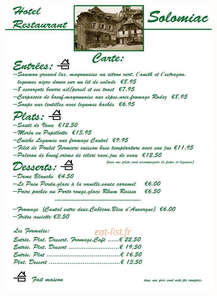 Hôtel Solomiac — carte page 1