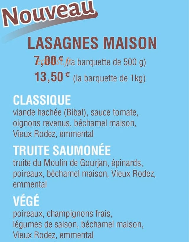 Cave et Pizzas — carte page 1