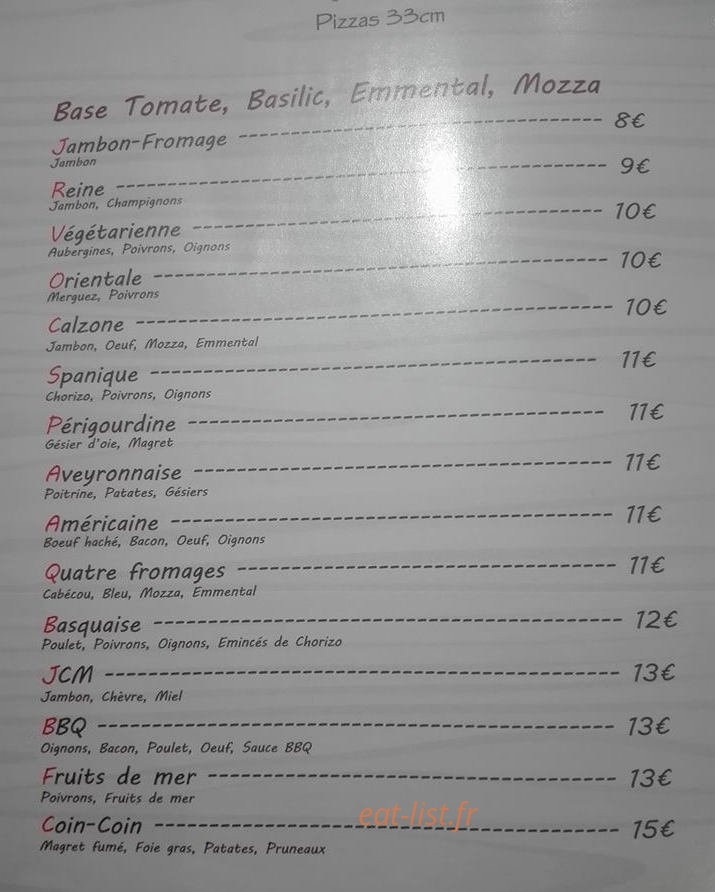 Pizza Fredo — carte page 2