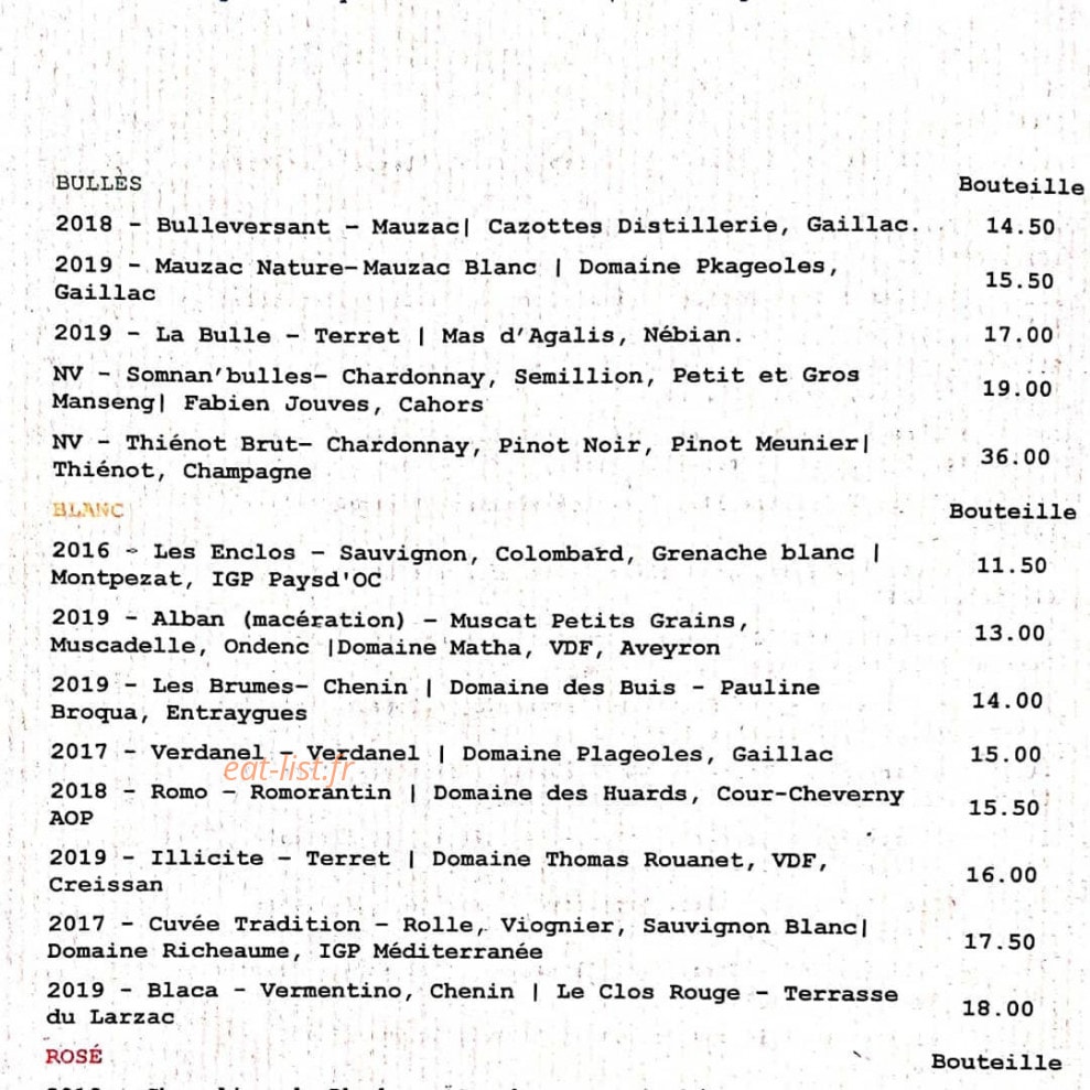 La Petite Auberge — carte page 2