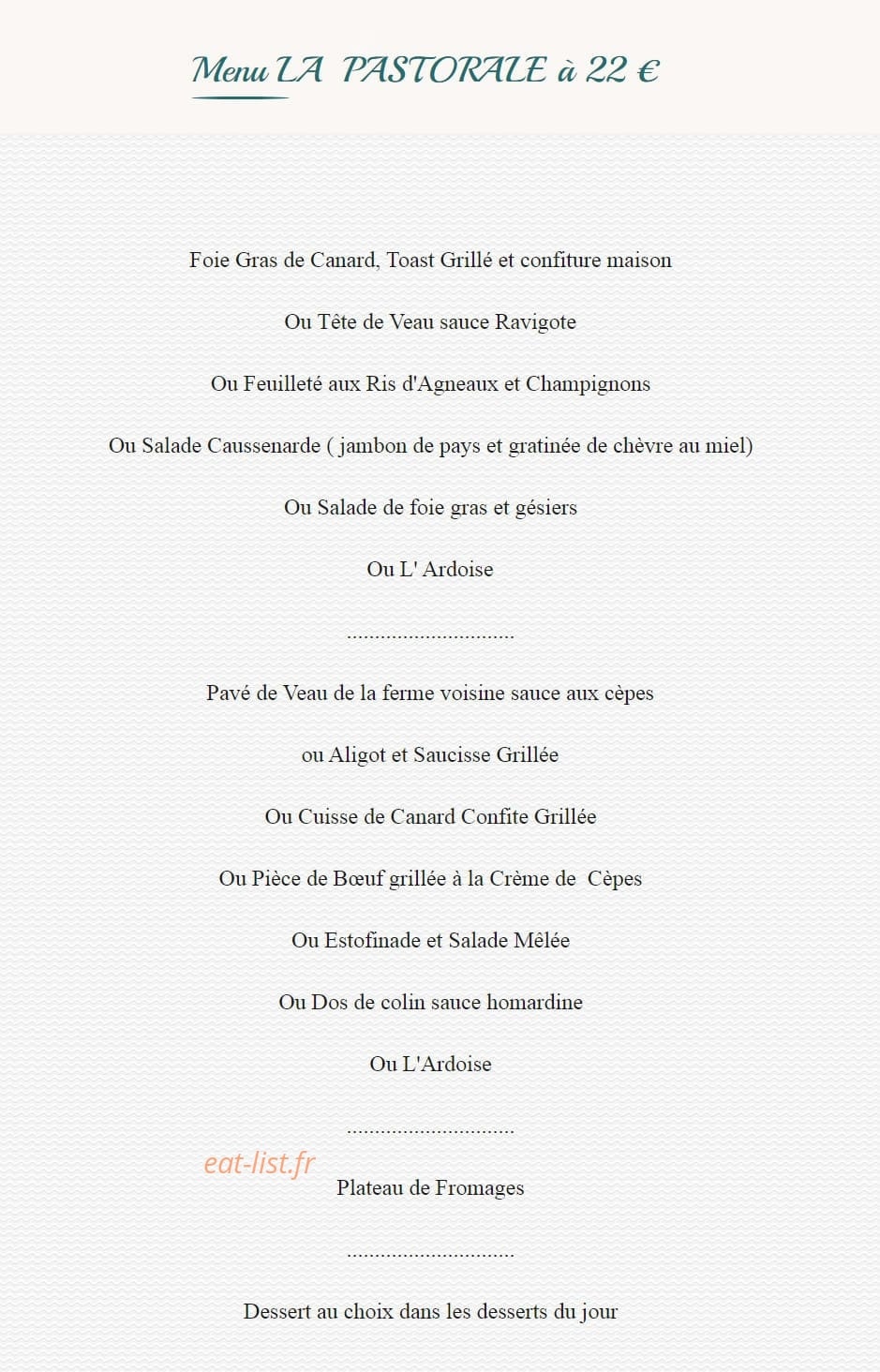 La Pastorale — carte page 10