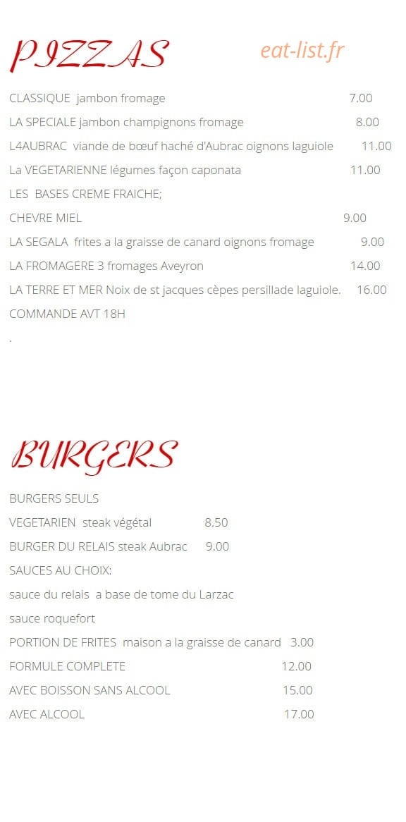 Le Relais de Prévinquières — carte page 7